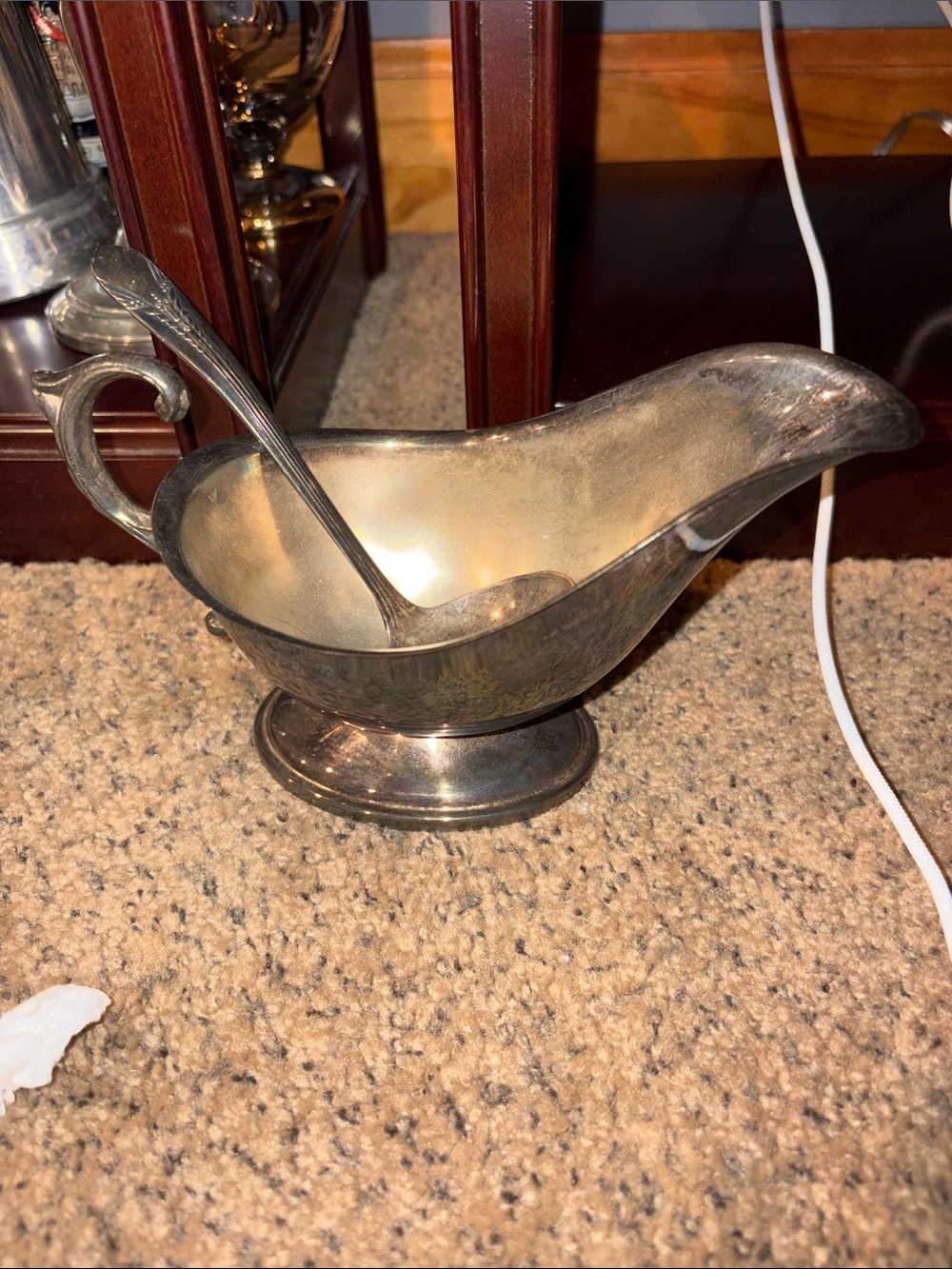 Silver Tone Gravy Boat with Ladle